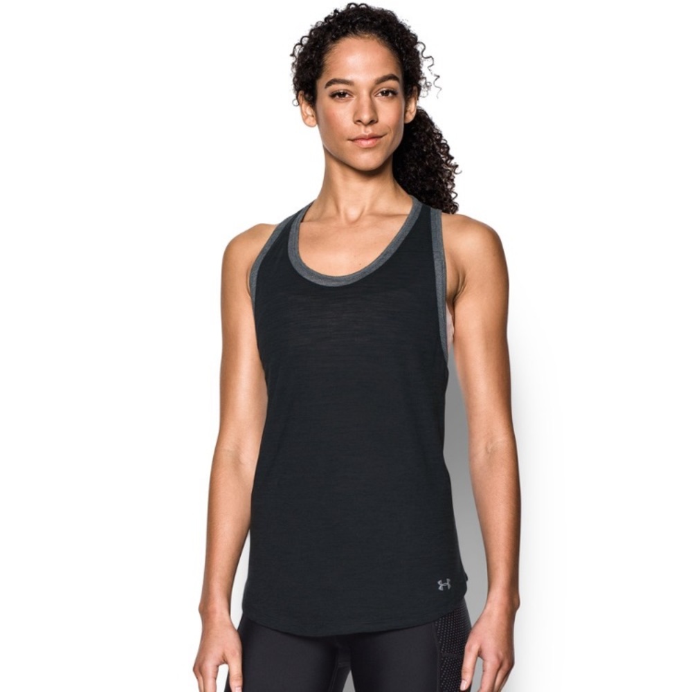 Under Armour Mesh Detail Sporty/Athletic Racerback Tank Top Women’s Black/Gray